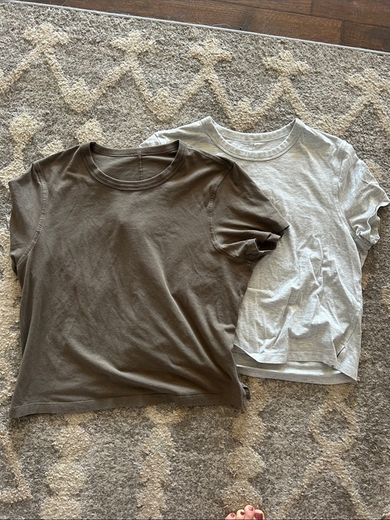 lululemon athletica Tops - Lululemon cropped T-Shirt Set - Gray and Brown